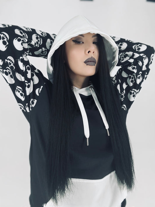Kapuzenpullover mit Totenkopf-Print Unisex