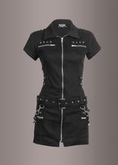 Minivestido gótico Macabre Heartdrop con hebillas y cordones